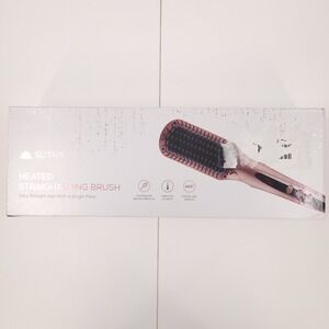 Sutra Heated Straightening Brush Silky Straight Hair Tourmaline Rose Gold Pink